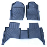 3d Tailored Mats 3-pcs Set Black Mudblock For Ford Ranger T6 - 2012-2022 Double Cab