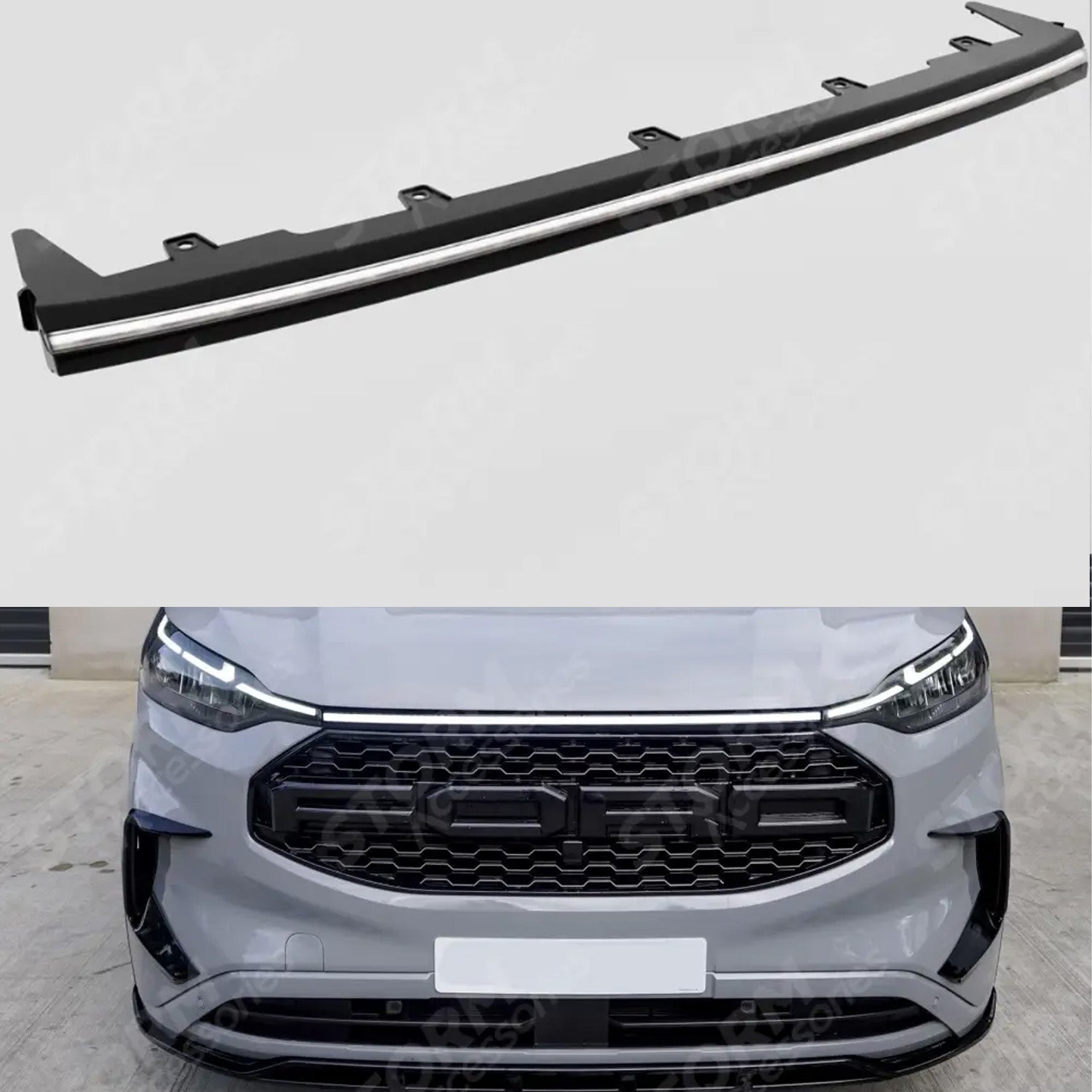 Ford Transit Custom MK2 2024+ Luminex Front Upper DRL Grill With White LED Lights