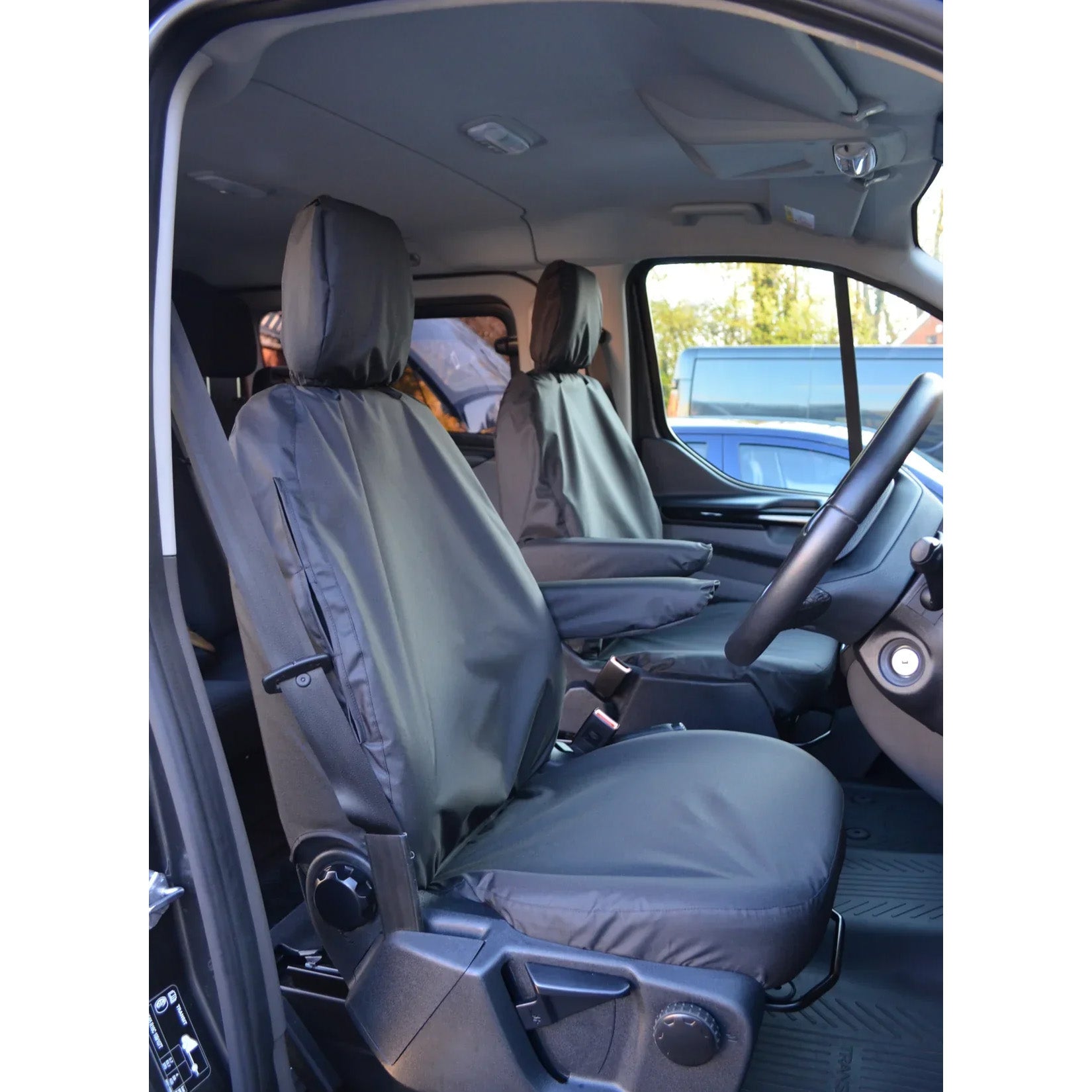 Ford Transit Custom MK2 2024+ Tailored Front Seat Covers In Black Drivers & Single Passenger