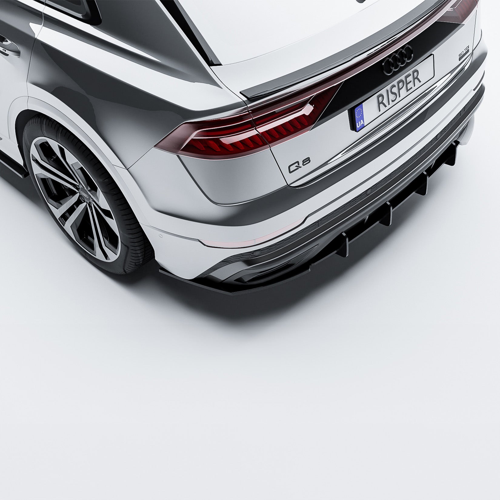 Audi Q8 S-line 2018 On Rear Blade Diffuser In Gloss Black
