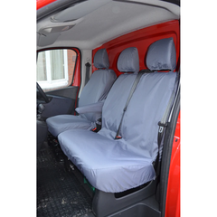 Renault Trafic - Vauxhall Vivaro - 2014 On -  Non-folding Double Passenger Seat Covers - Grey