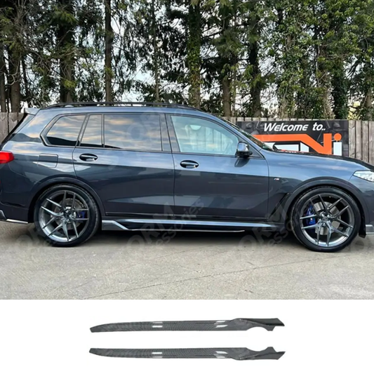 BMW X7 2018-2023 Black Knight Side Skirts In Carbon Look