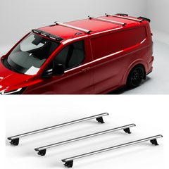 Ford Transit Custom 2012 - 2024 - Ridgerack Roof Rack Rails V2 - 3 Bars Style In Silver