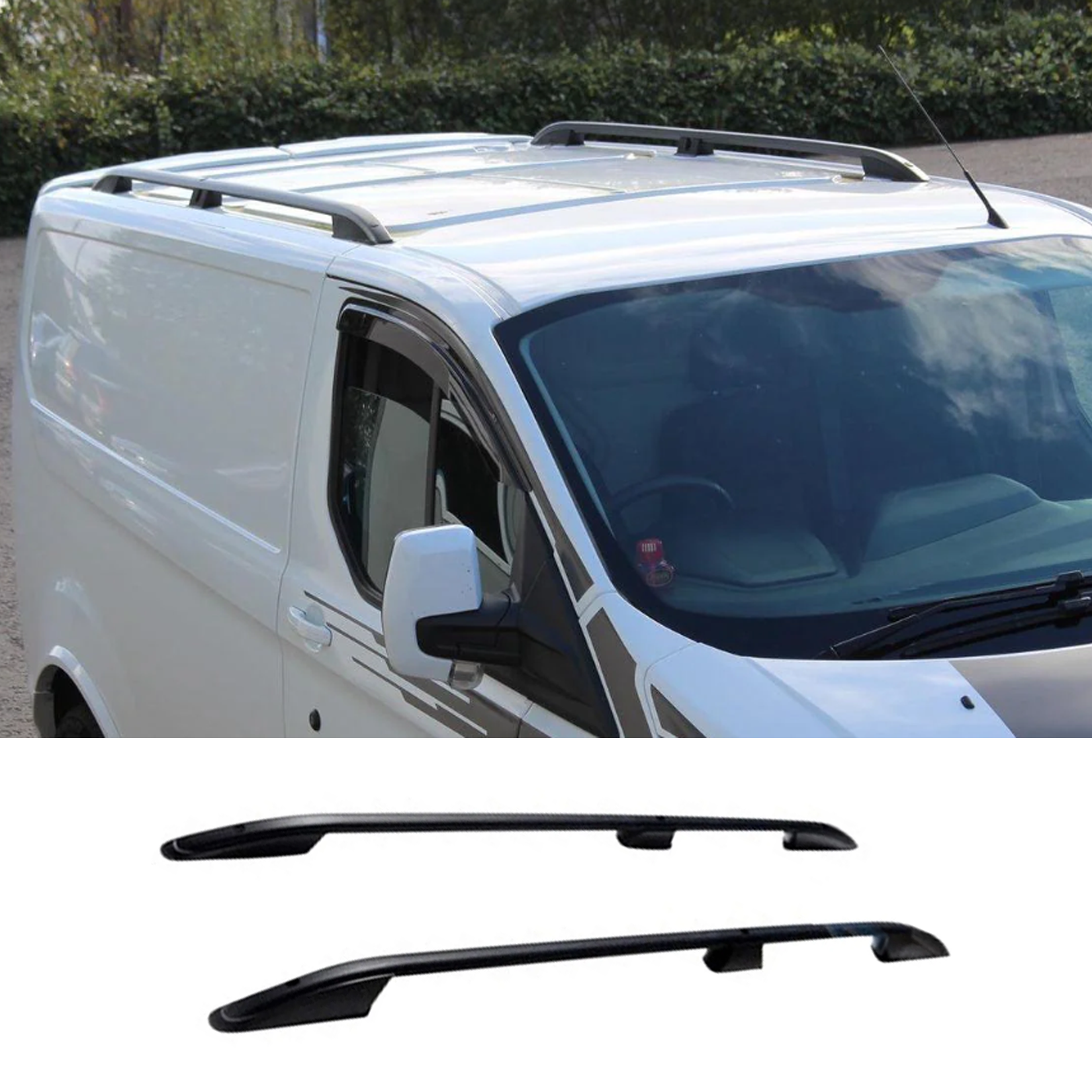 Ford Transit Custom 2013 2024 Lwb Aluminium Roof Bars Black