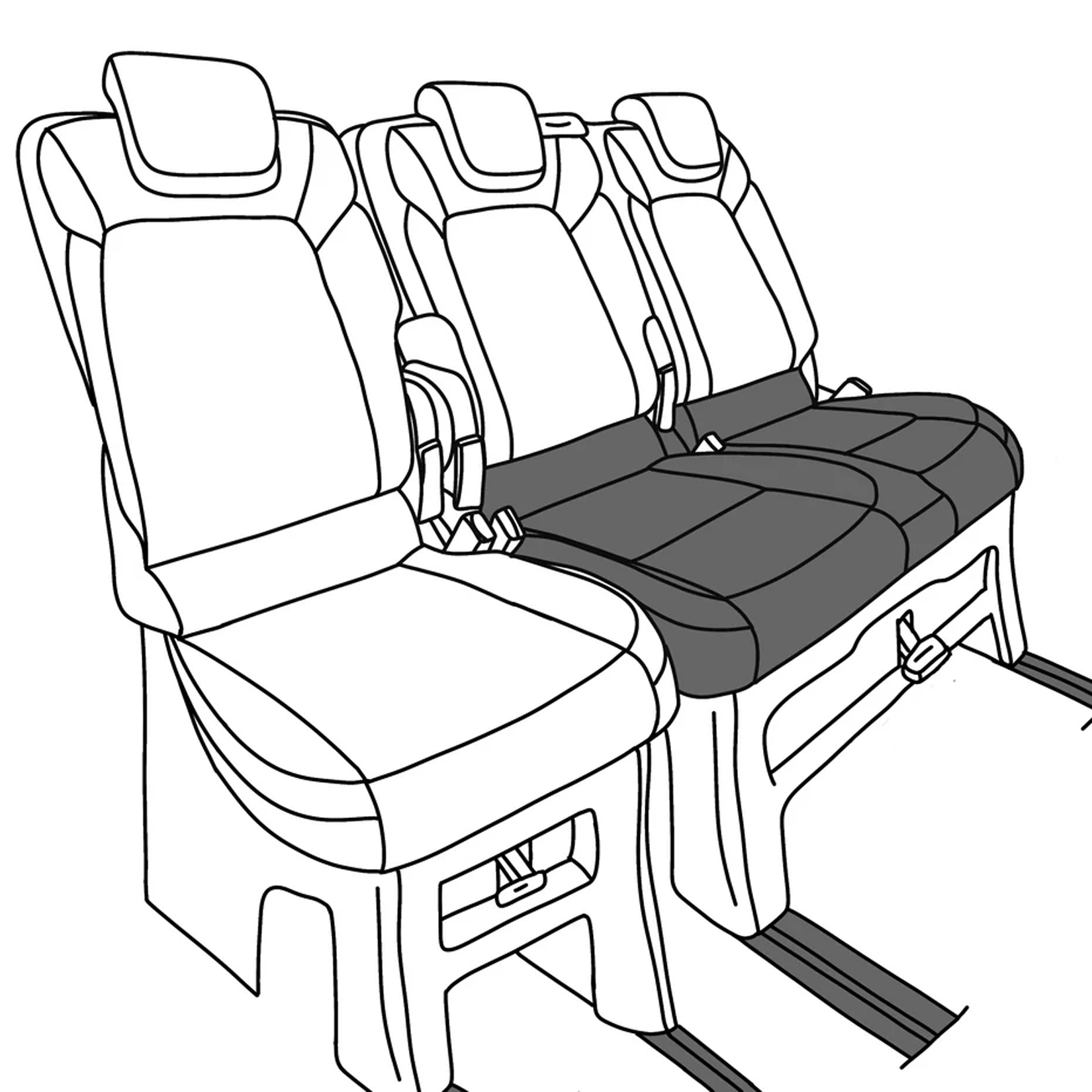 Ford Custom Kombi Tourneo 2023+ Seat Covers- Rear Single & Double - Black