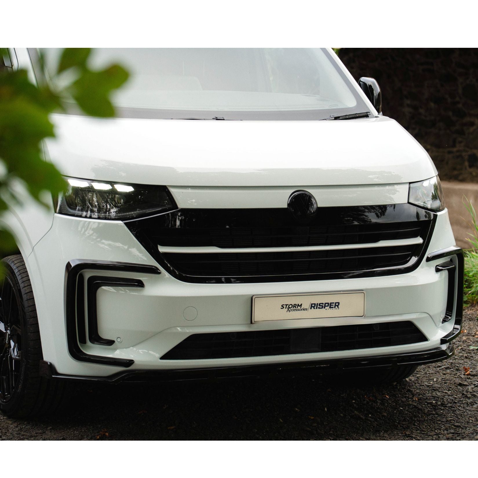 Volkswagen Transporter T7 2025 on Front Splitter Lip In Gloss Black