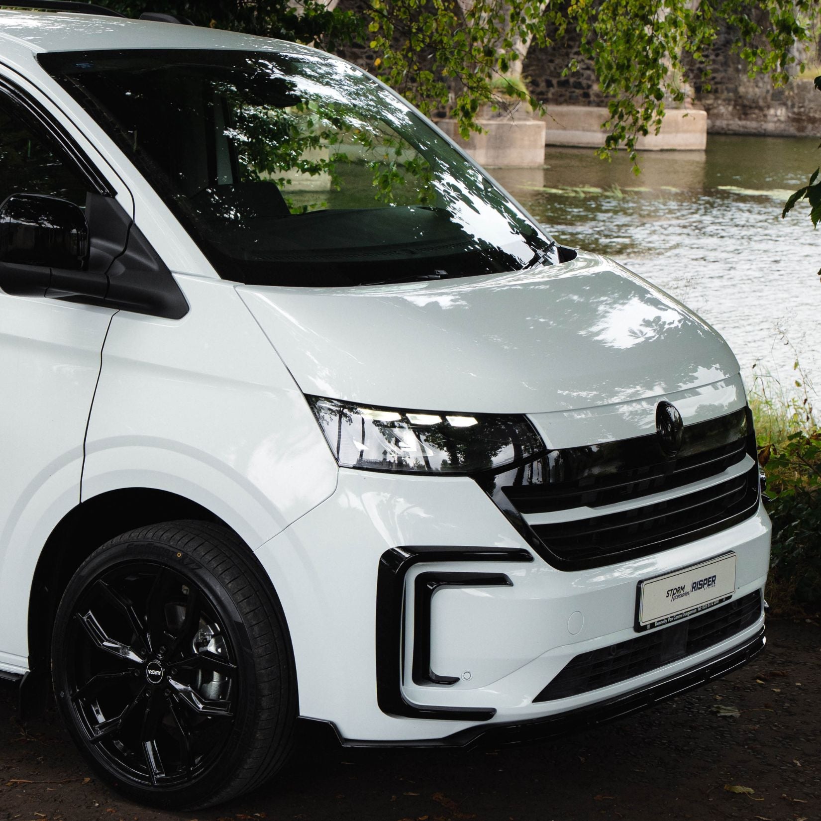 Volkswagen Transporter T7 2025 on Front Splitter Lip In Gloss Black