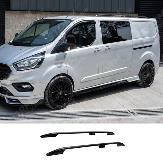 Aluminium Roof Bars Black For Ford Transit Custom LWB 2013 - 2024