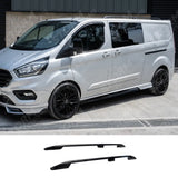 Aluminium Roof Bars Black For Ford Transit Custom LWB 2013 - 2024