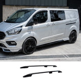 Aluminium Roof Bars Black For Ford Transit Custom LWB 2013 - 2024