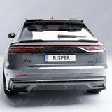 Audi Q8 S-line 2018 On Rear Bumper Corner Splitters In Gloss Black