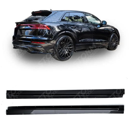 Audi Q8 S-line 2018 On Side Skirt Splitters 2 Piece In Gloss Black