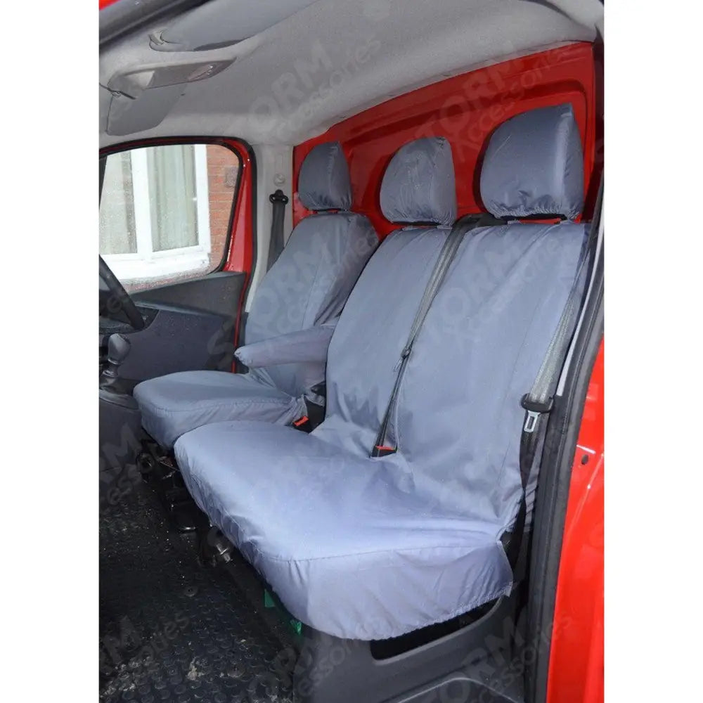 Base Model Driver And Front Double Passenger Seat Covers Grey For Vauxhall Vivaro 2014-2019