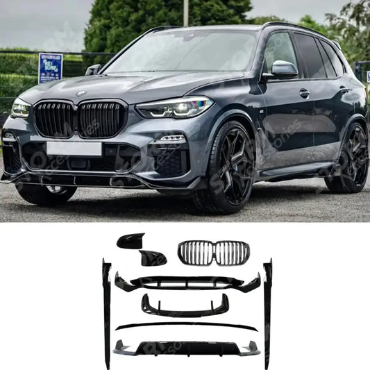 Black Knight Aero Kit Full With Grill & Mirror Caps For Bmw X5 G05 2018-2022