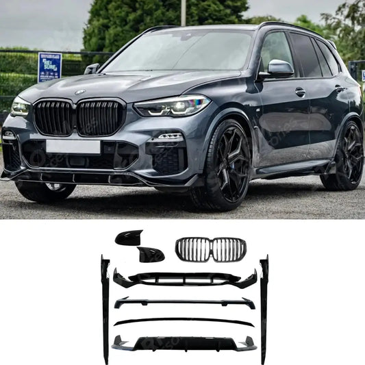 Black Knight Aero Kit Full With Grill & Mirror Caps For Bmw X5 G05 2018-2022