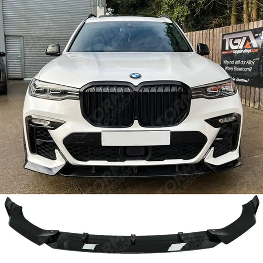 Black Knight Front Splitter In Gloss Black For BMW X7 G07 2018-2023