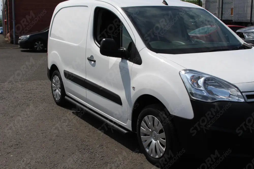 Black Side Bars Angular Short Wheel Base 60mm For Citroen Berlingo - Peugeot Partner - 2008-2018