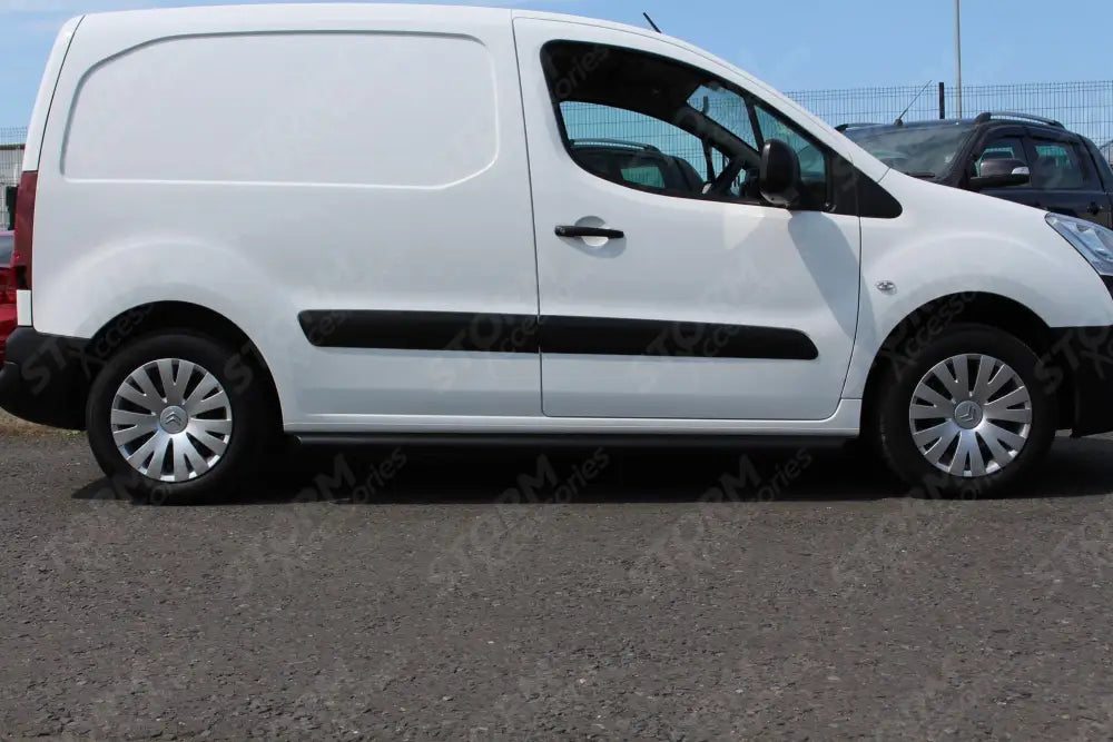 Black Side Bars Angular Short Wheel Base 60mm For Citroen Berlingo - Peugeot Partner - 2008-2018