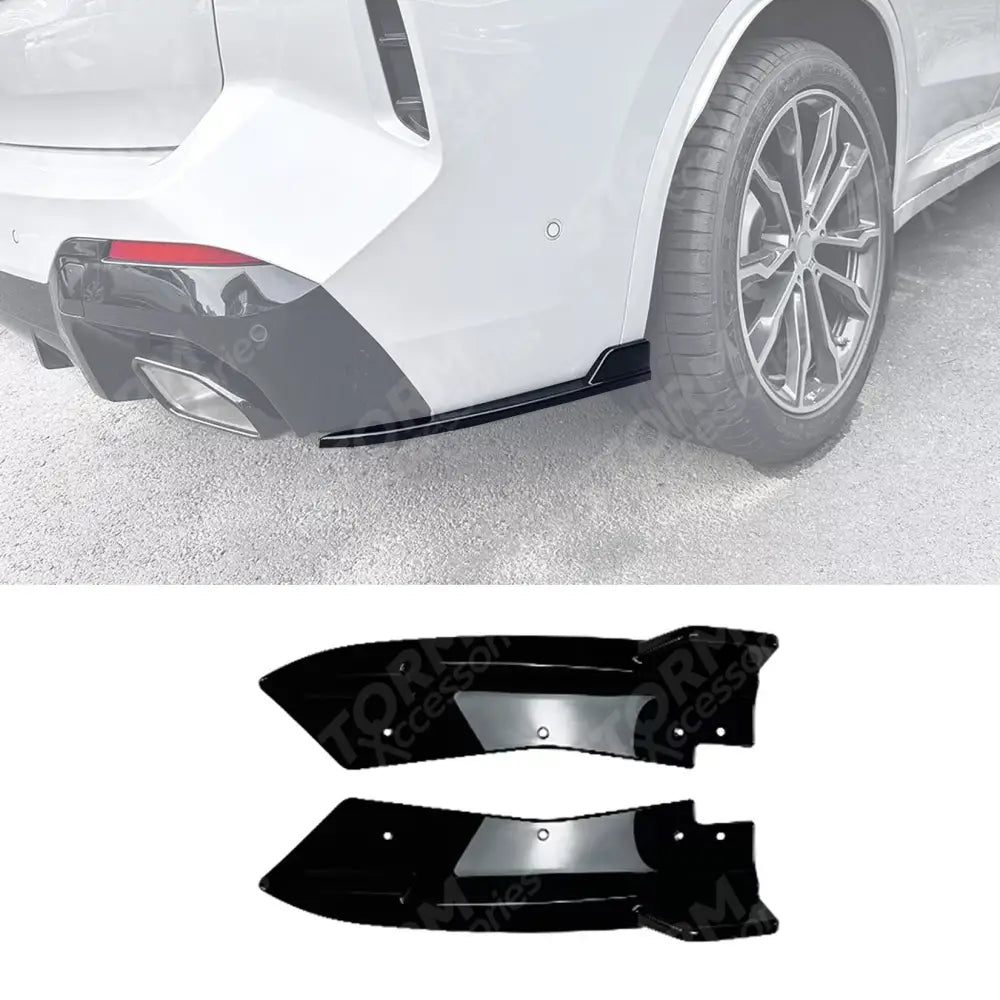 BMW X3 G01 LCI 2022+ M-Sport Rear Bumper Corner Splitters In Gloss Black