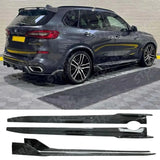 Bmw X5 G05 2018+ - Side Skirt Splitters In Carbon Look - Black Knight