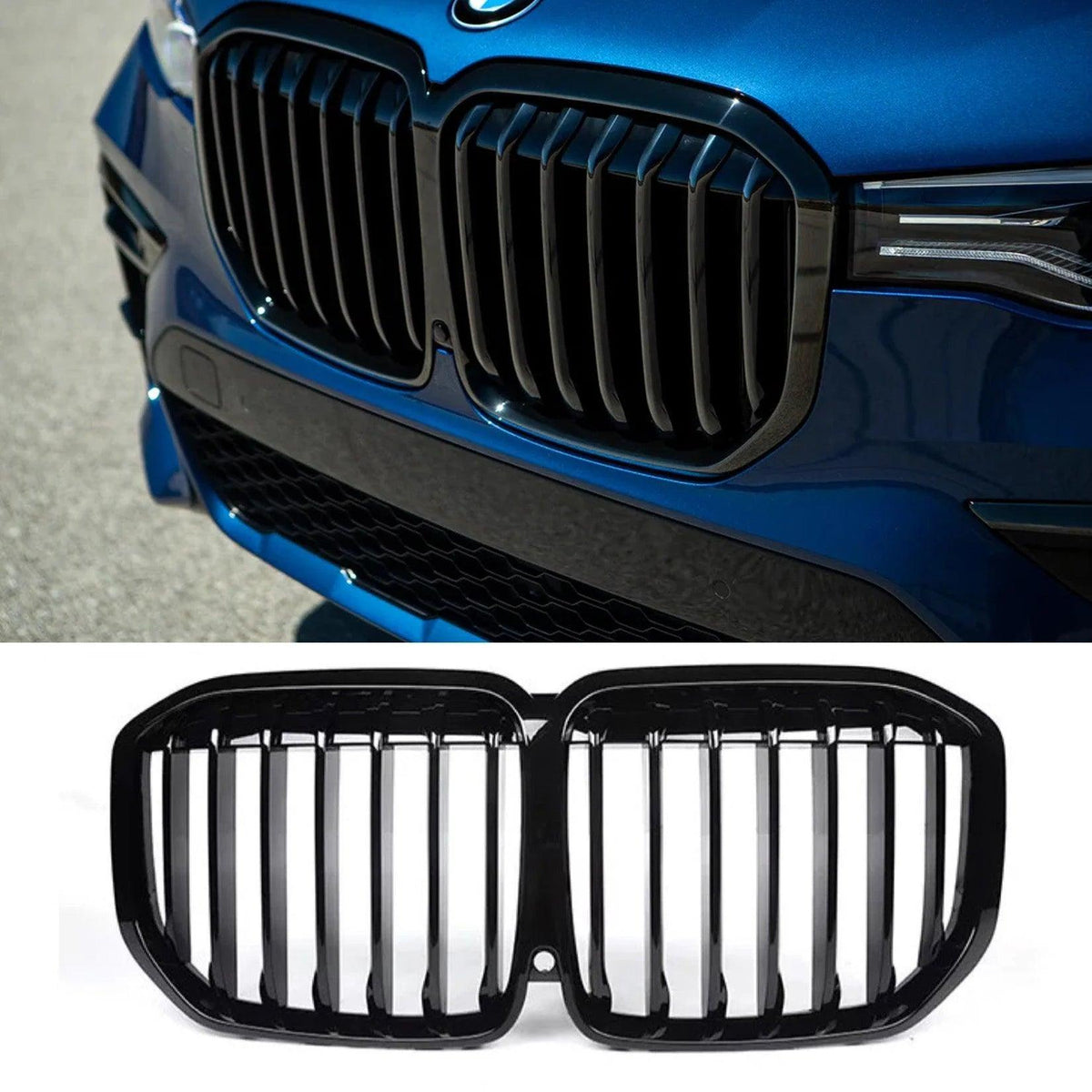 BMW X7 G07 2018 ON - FRONT GRILL - SOLID SLAT STYLE - GLOSS BLACK - Storm Xccessories