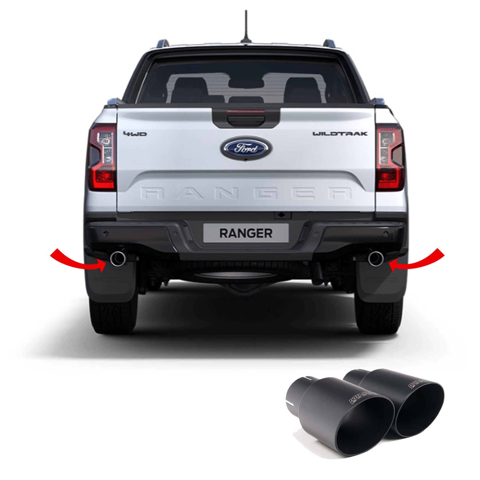 Ford Ranger 2022+ 2.0TDCI 205PS Milltek Sport Axle Back 'Raptor Look' Exhaust System