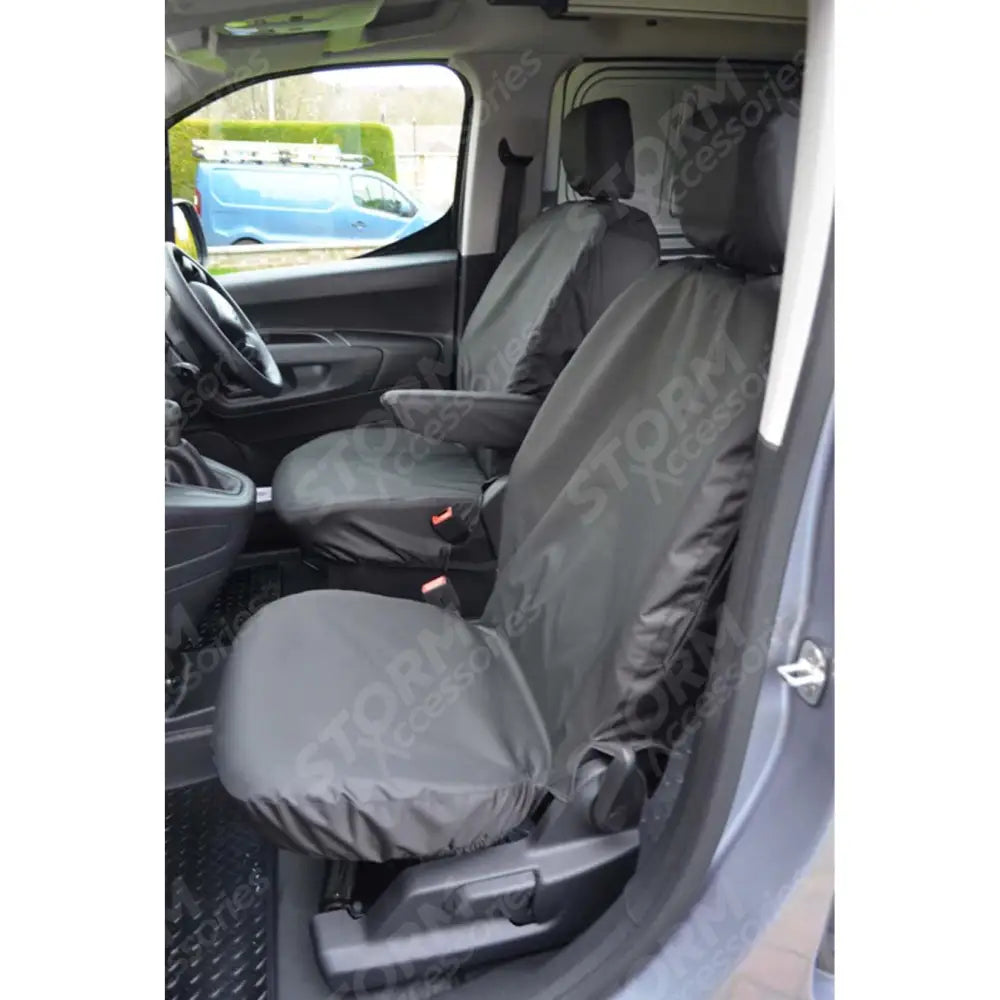 Citroen Berlingo 2018 On - Toyota Proace City 2020 On Front Two Seat Covers With Seperate Head Rest - Black