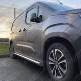 Citroen Berlingo - Peugeot Partner - 2018 On - Side Bars - Angular - Lwb - 60mm - Stainless Steel
