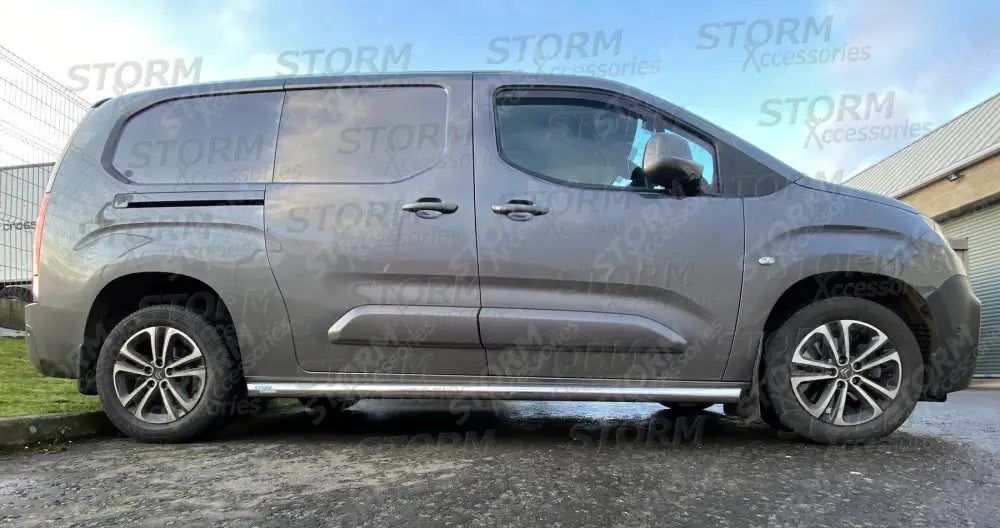 Citroen Berlingo - Peugeot Partner - 2018 On - Side Bars - Angular - Lwb - 60mm - Stainless Steel