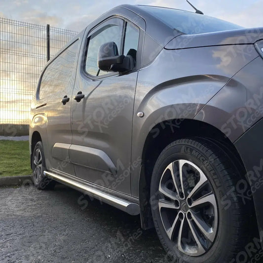 Citroen Berlingo - Peugeot Partner - 2018 On - Side Bars - Angular - Swb - 60mm - Stainless Steel