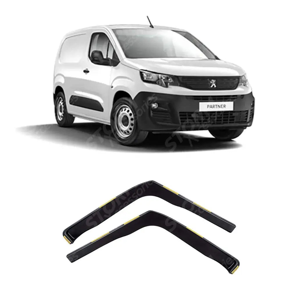 Citroen Berlingo - Peugeot Partner 2018 On - Wind Deflectors - 2 Pcs Set Internal Fit - Dark Smoke - W104