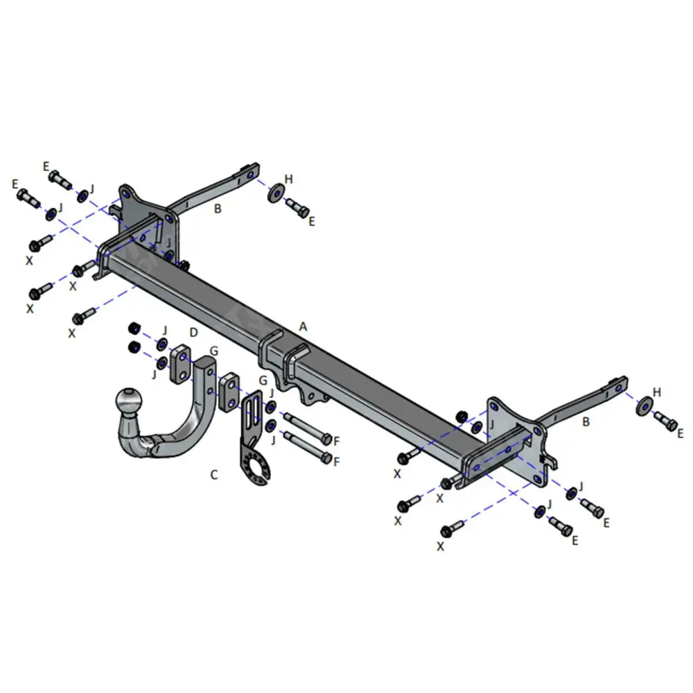 Complete Tow Bar Fixed Swan Neck For Vw Caddy 2020 Onward