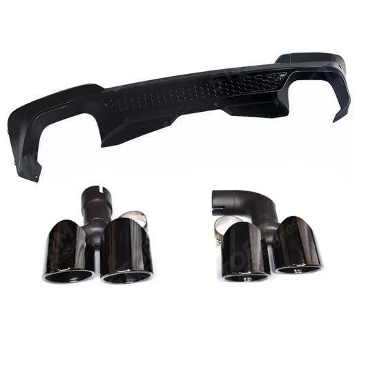 Diffuser In Gloss Black (With Exhaust Tips) For BMW X3 G01 PRE LCI Black Knight Rear
