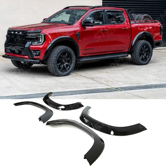 Double Cab EGR Wheel Arch Kit Smooth Gloss Black Finish 6 Pcs For Ford Ranger 2023 On