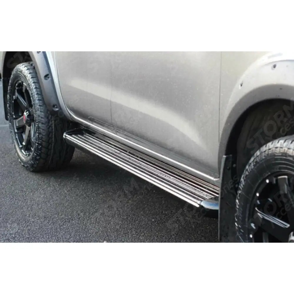 Double Cab Running Boards Side Steps STX Style Pair Black For Nissan Navara Np300 2016 On