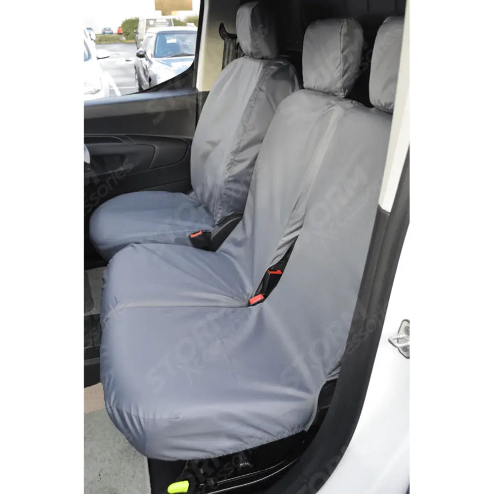 Driver And Double Front Seat Covers Grey For Peugeot Partner Van 2018 On