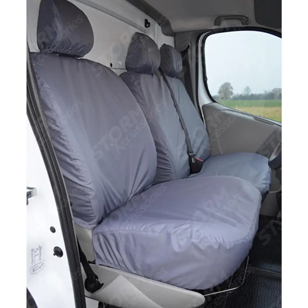 Driver And Double Passenger Seat Covers In Grey For Renault Trafic 2006-2013