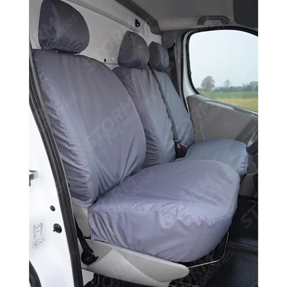 Driver And Double Passenger Seat Covers In Grey For Vauxhall Vivaro 2008-2013