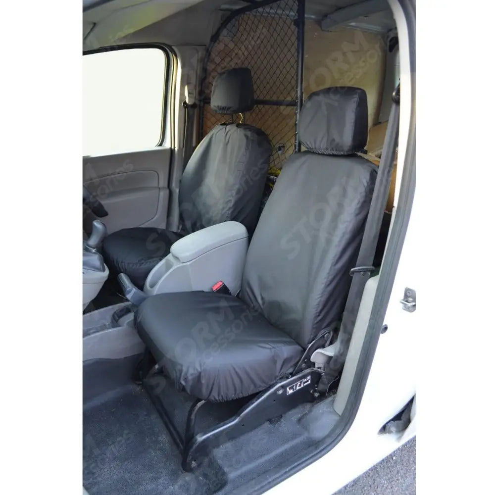 Driver And Folding Passenger Seat Covers Pair Black For Renault Kangoo 2008 On