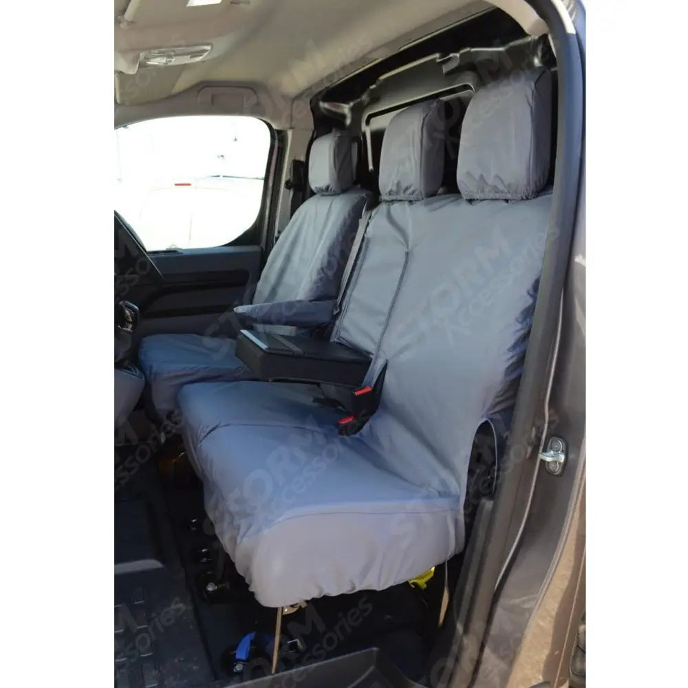 Driver And Front Double Passenger Seat Covers Grey For Peugeot Expert 2016 On