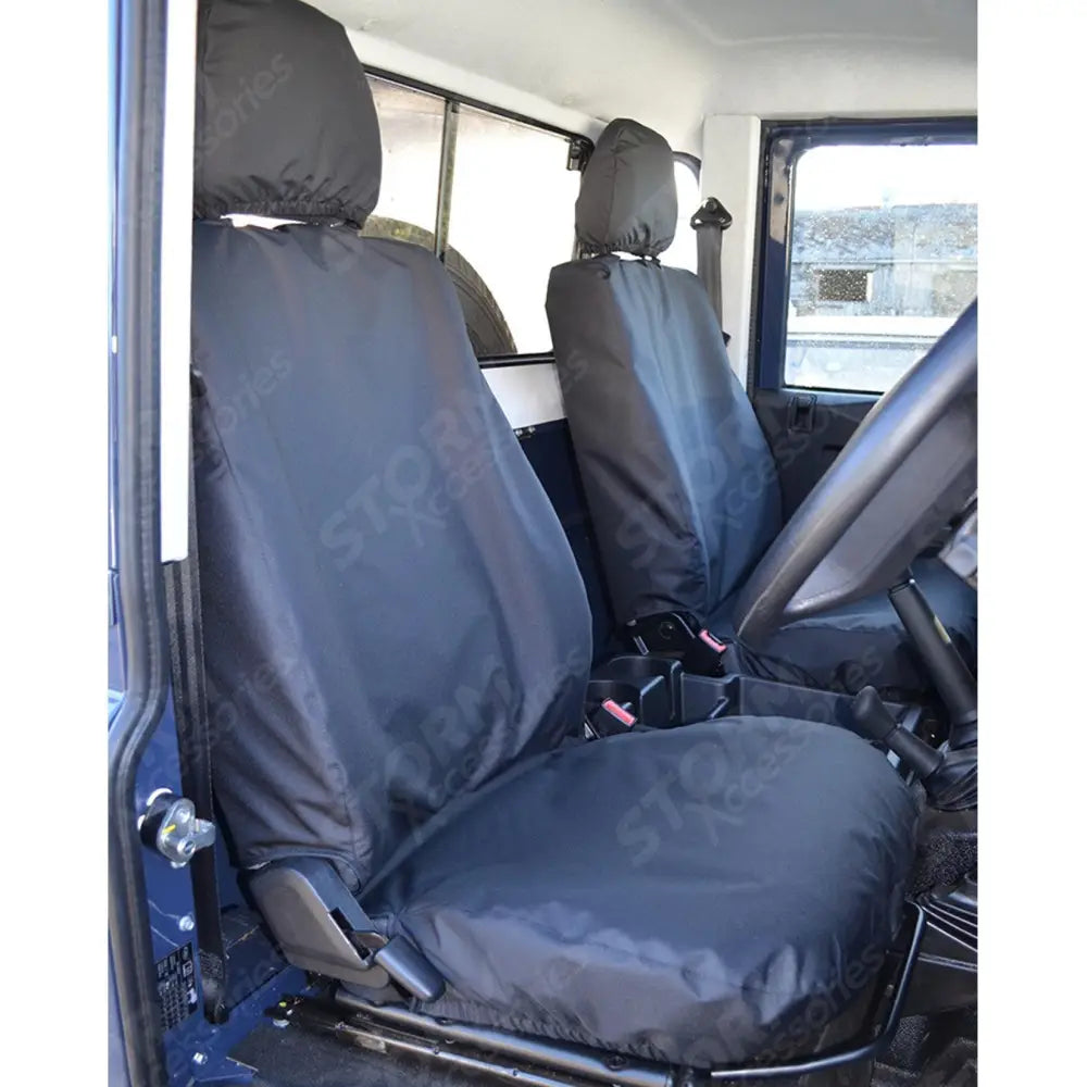 Driver And Front Single Passenger Seat Covers Pair Black For Land Rover Defender 90 110 - 2007-2013