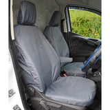 Driver And Non-folding Passenger Seat Covers Pair Grey For Ford Transit Courier 2014 - 2023