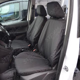 Driver And Single Passenger Seat Covers (No Armrest) Pair Black For Ford Transit Connect 2014-2018