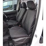 Driver And Single Passenger Seat Covers (With Armrest) Pair Black For Ford Transit Connect 2014-2018