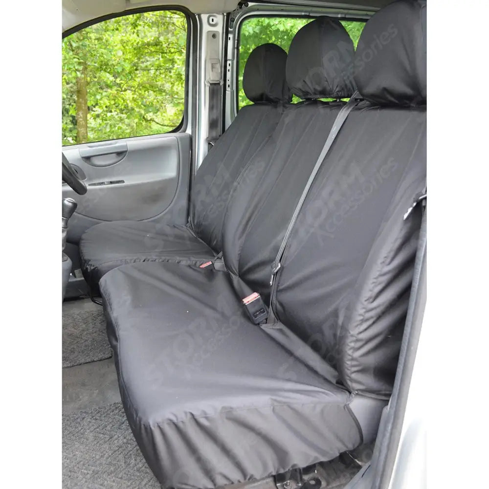 Driver's Seat And Double Passenger Seat Covers Black For Citroen Dispatch Van 2007 - 2016