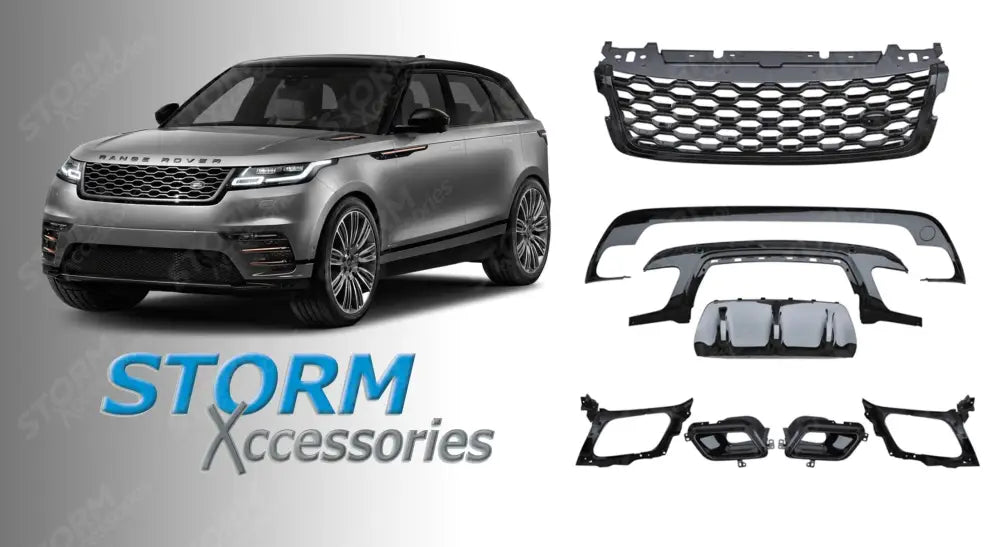 Dynamic Upgrade Kit Grille, Side Vents, Bumper Additions Black For Range Rover Velar 2017 On - L560
