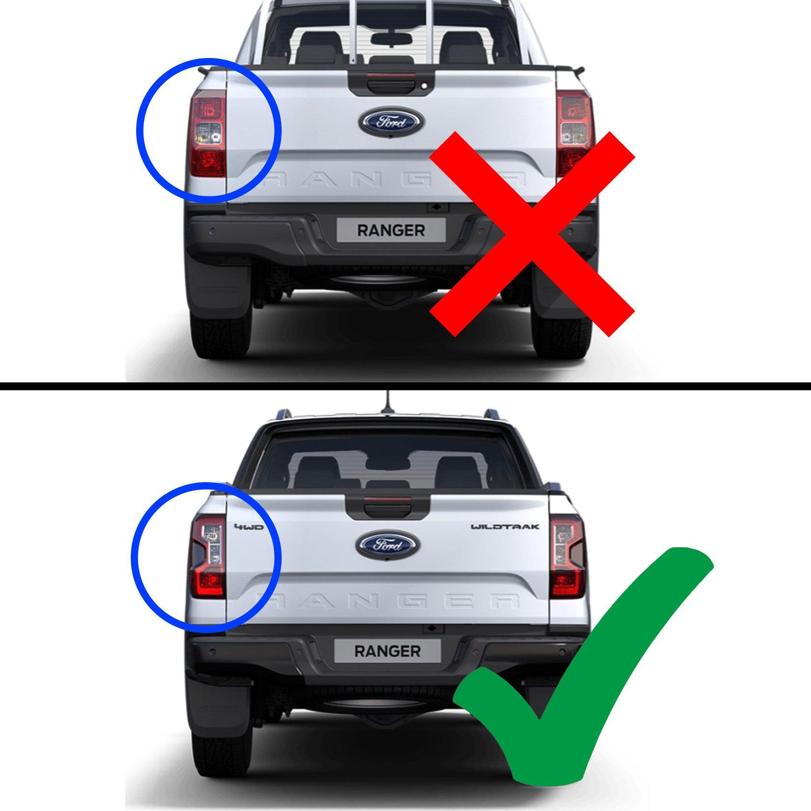 FORD RANGER & RAPTOR T9 2023 ON STX TAIL LIGHT COVERS WILDTRAK IN GLOSS – PAIR - Storm Xccessories