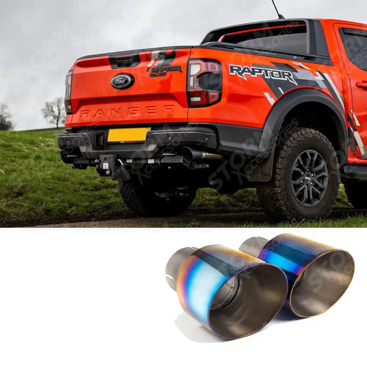 Ford Ranger Raptor 2023 on 3.0 V6 Twin Turbo Milltek Sport Cat Back Exhaust System GT-115 Burnt Blue Titanium