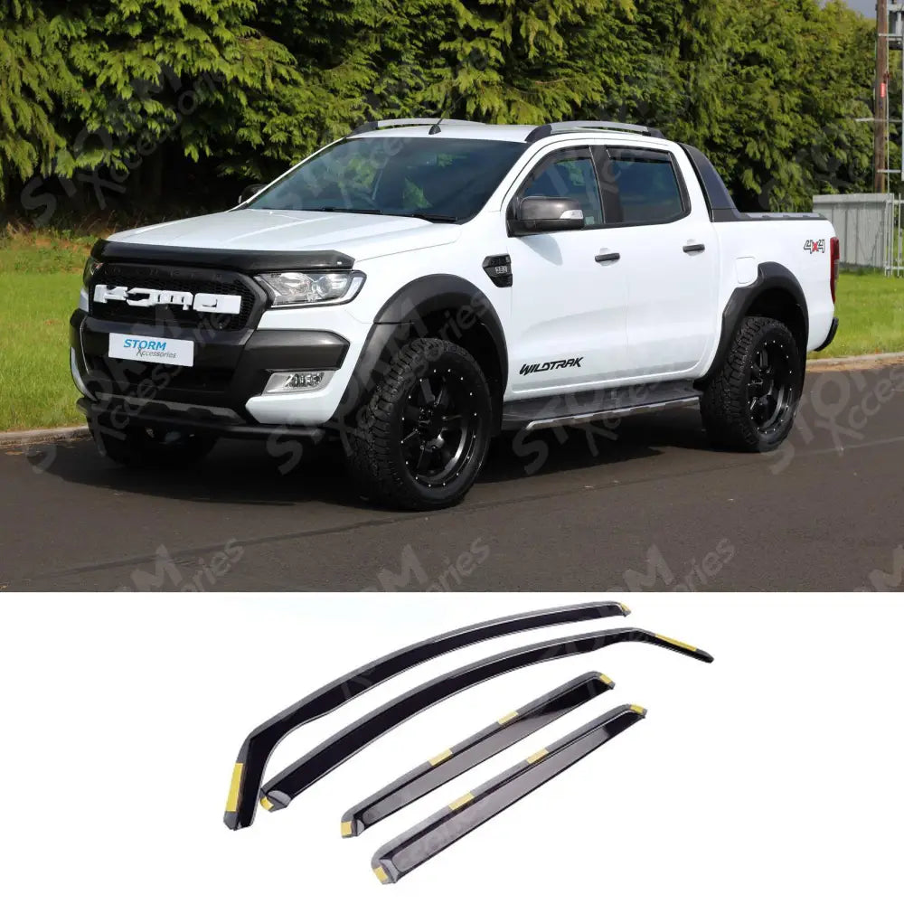 Ford Ranger T6 2012-2022- Stx Wind Deflectors 4 Pcs Set - Internal Set - Dark Smoke - W141
