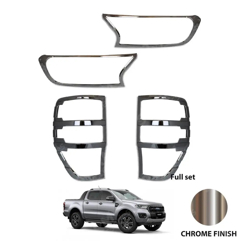 Ford Ranger T6 2016-2022- Stx Head Light And Tail Light Guards - Chrome